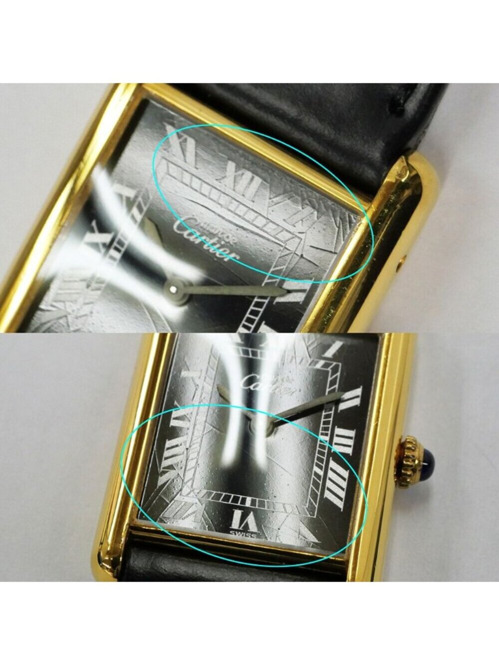 Cartier Must Tank LM Black Dial 925 Leather Vintage Manual Wind Watch - Picture 7 of 9